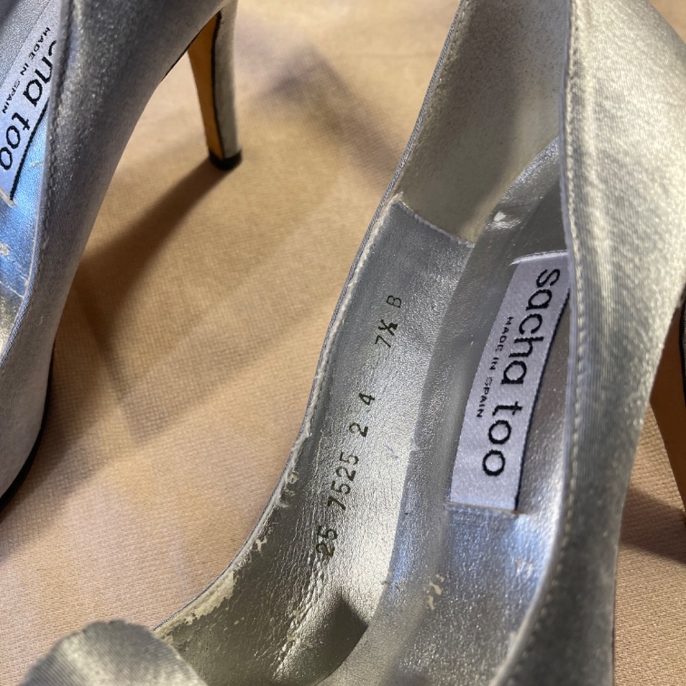 Sacha Too Silver Women's Heels with Floral Accent - Picture 9 of 9
